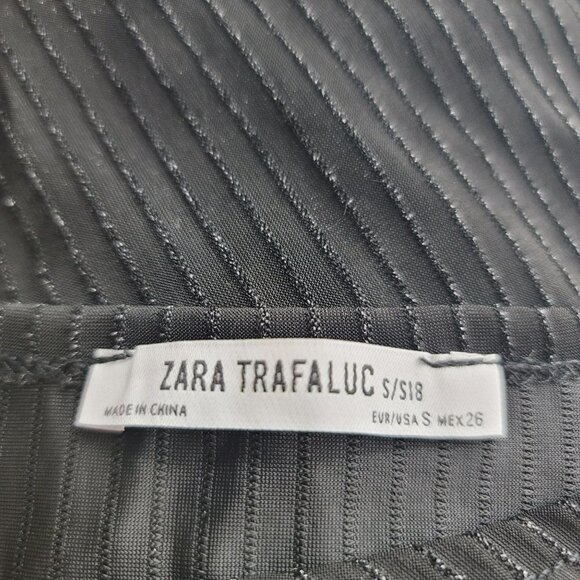 Zara Black Dress Beaded Sleeveless Trafaluc Womens Size Small Runched Maxi - Picture 6 of 6